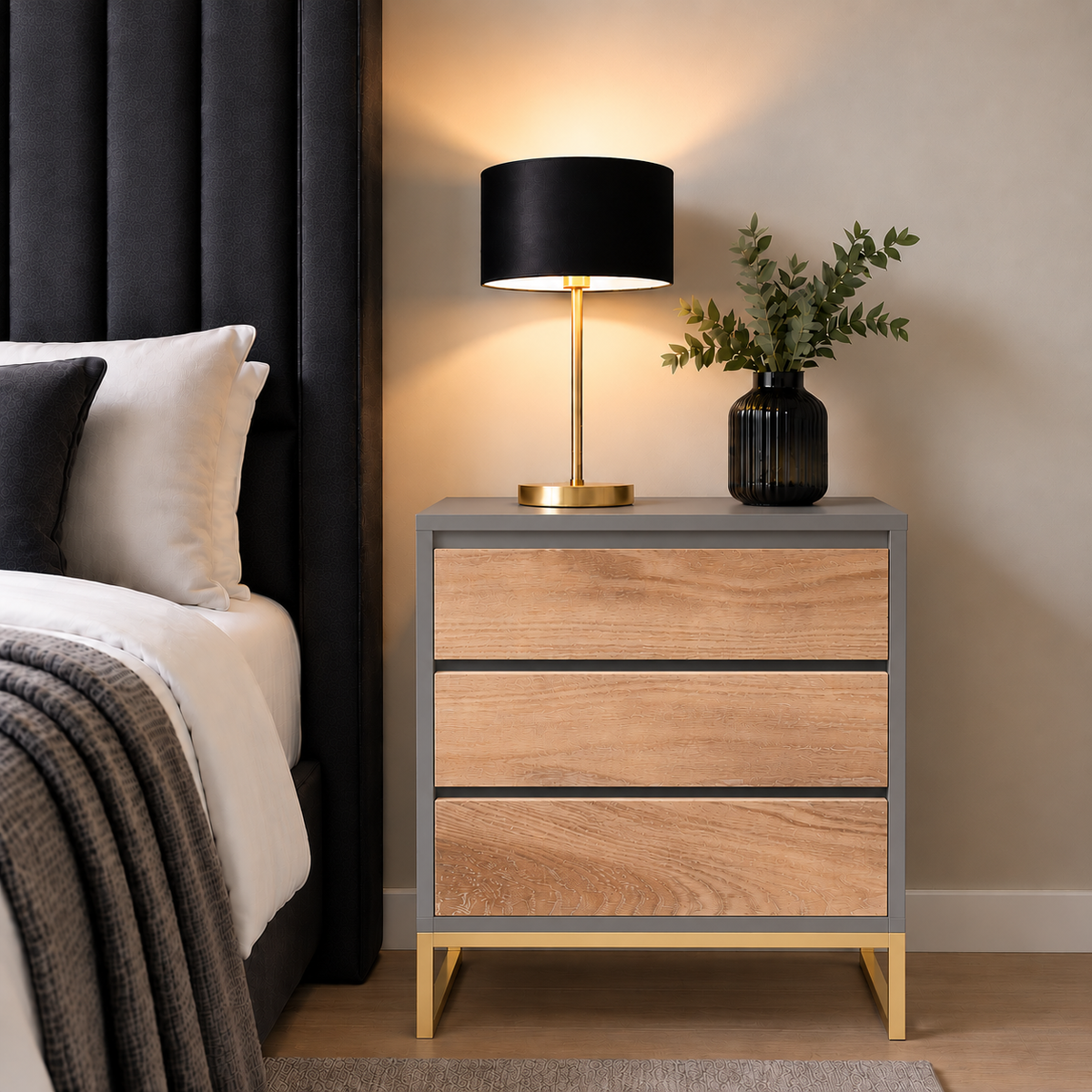 Clifton Bedside Pedestal – Solid Oak Drawfront