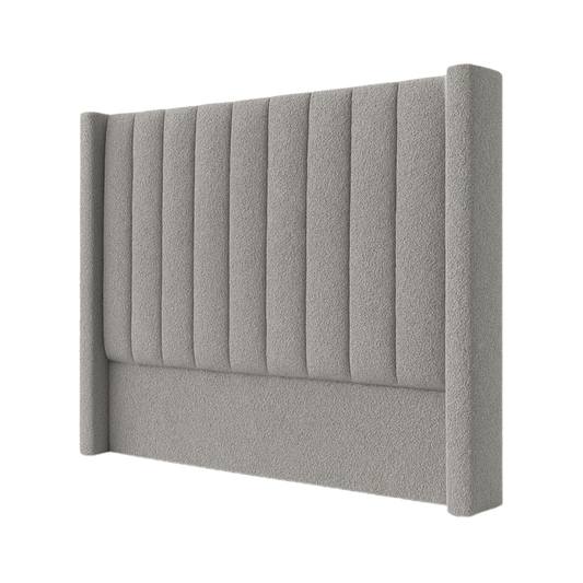 Estelle Bouclé Fabric Upholstered Wing Headboard – Vertical Panel Design