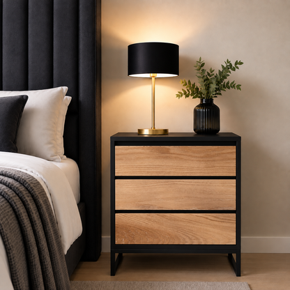 Clifton Bedside Pedestal – Solid Oak Drawfront