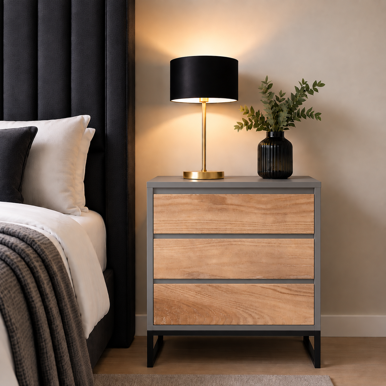 Clifton Bedside Pedestal – Solid Oak Drawfront
